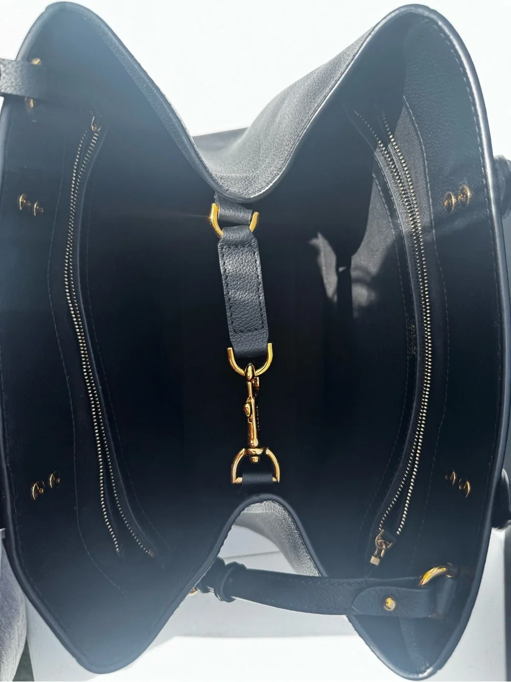 “Authentic Versace Medusa Black Leather Tote Gold Chain w/ Box and Dust bag”